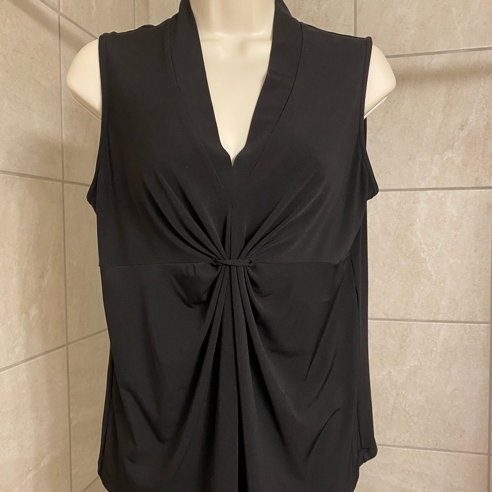EUC Kasper Separates V-neck sleeveless top with bust gathering detail, size PM
